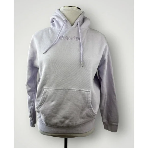 Glossier Limited Edition Lavender Hoodie Embroidered Pullover Sweatshirt Medium - Picture 2 of 16